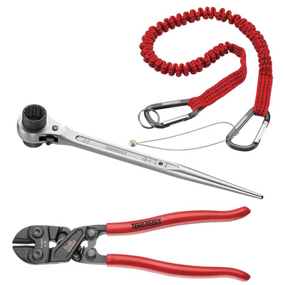 Teng Tools 19 x 22mm Scaffold Wrench with 8 Inch Mini Bolt Cutters And Sa