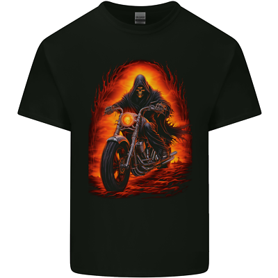 Skull Biker Motorcycle Motorbike Grim Reaper 8 Mens Cotton T