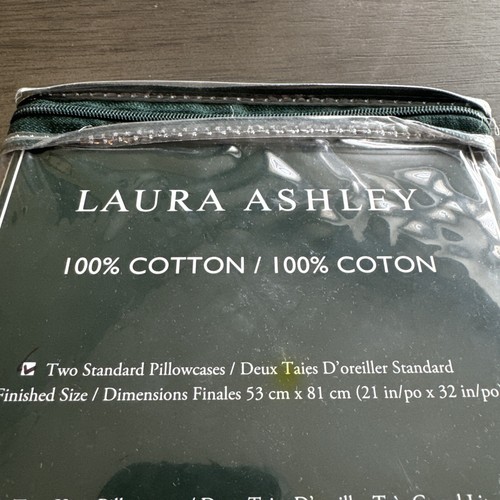 Set of 2 Laura Ashley BETINA Standard Pillowcases White & Blue Floral NWT