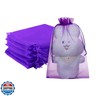 FUNFERY 100 Pcs Purple Organza Bags 6.5x9 in, Small Mesh Drawstring Gift Bags for Sachet, Jewelry, Candy, Wedding Favor, Easter Day