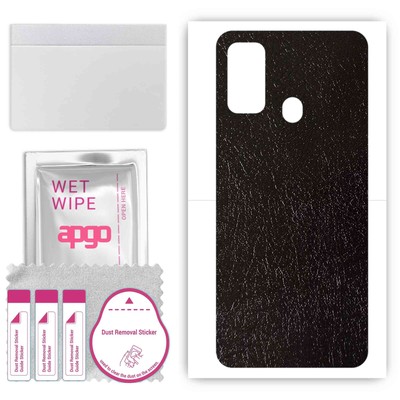 apgo Back Skin Wrap Sticker for Tecno Spark 7T, Black Leather