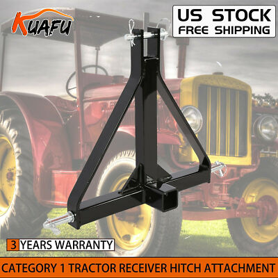New 3 Point 2'' Receiver Trailer Hitch Drawbar Adapter Category One Tractor Black