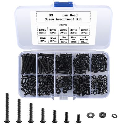 XxinXrong300 Pièces M3 Vis à Tête Cylindrique Bombée et d'écrous et Rondelles...
