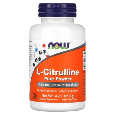 Now Foods L-Citrulline Pure Powder 4 унции 113 г Гарантированное качество GMP, веганский,