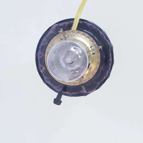 VTG Oil Kerosene Converted Table Lamp-Purple Glass Light Floral Pedestal