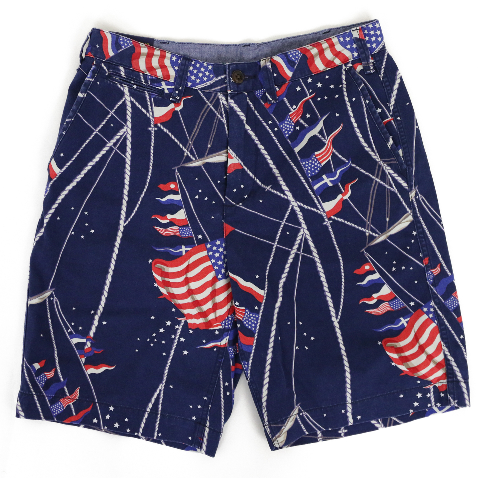 Шорты Polo Ralph Lauren 10 свободного кроя с кораблями, флаги США - Военно-морской флот -