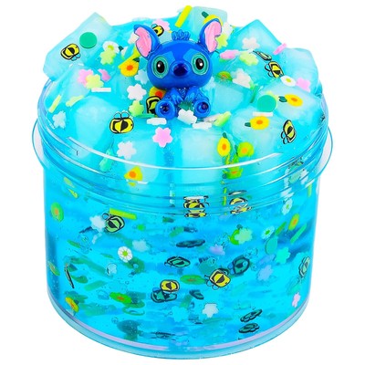 Blue Jelly Cube Crunchy Slime, Super Soft Clear Slime Toy with Cute