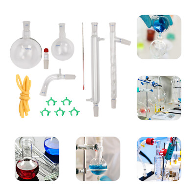 13 PCS Lab Chemilcal Unit 24/40 Joints Glass Organic Chemistry Lab Glassware Kit