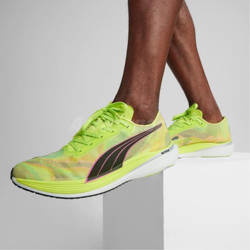 Pre-owned Puma Deviate Nitro Elite 2 Lime Pow Black Men Racing Running Shoes 380088-01 In Green