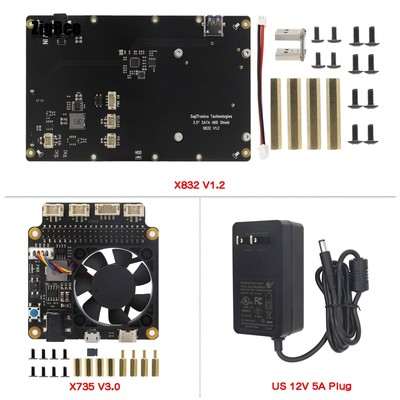 Raspberry Pi X832 V1.2 and X735 V3.0 3.5'' SATA NAS Storage Expansion Board