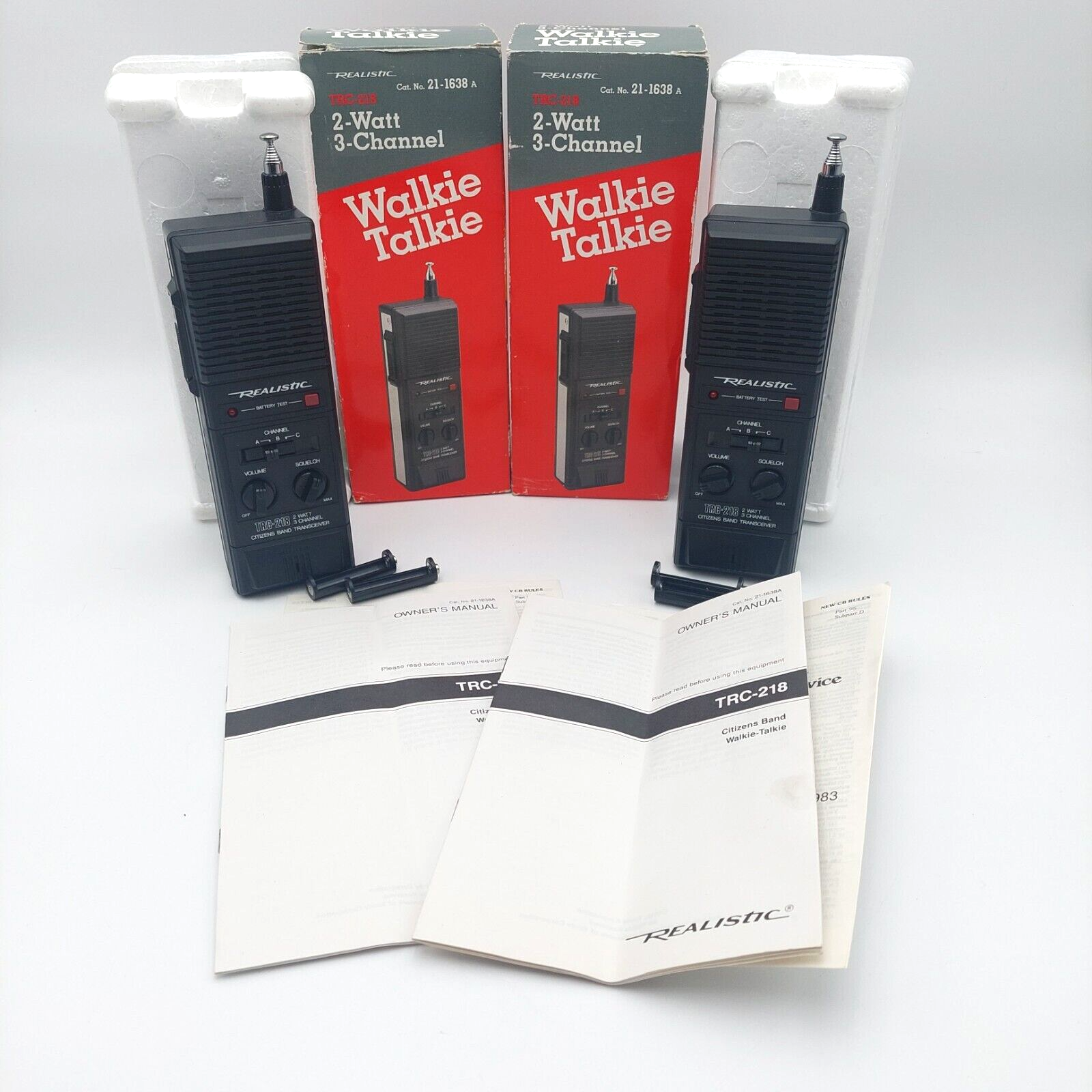 Realistic TRC-218 Walkie Talkie Set 21-1638A 2-Watt 3-Channel Stranger Things