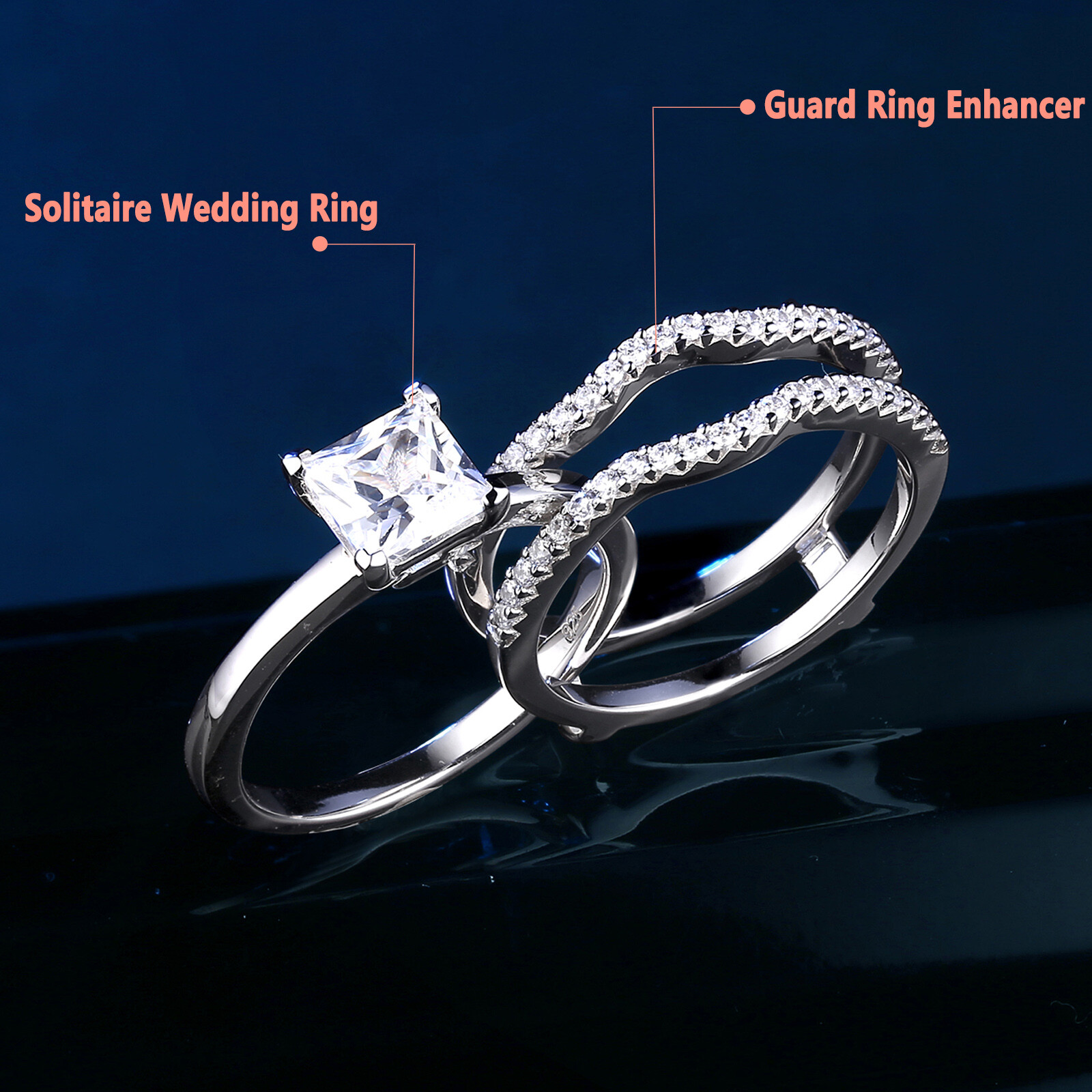 1CT Engagement Promise Ring Sets for Her 925 Sterling Silver Ring Enhancers Wrap