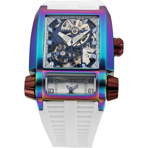 Pre-owned Invicta Men's Watch Akula Burgundy, Iridescent Case White Silicone Strap 41731