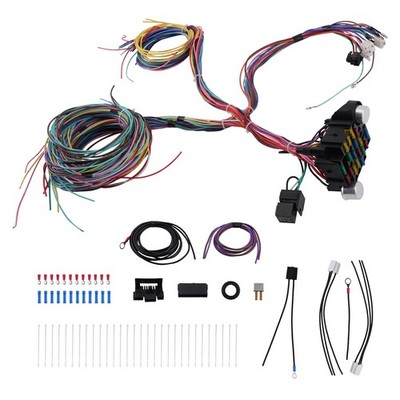 17 fuses 21 Circuit Wiring Harness set Street Rod  Universal very long Wire