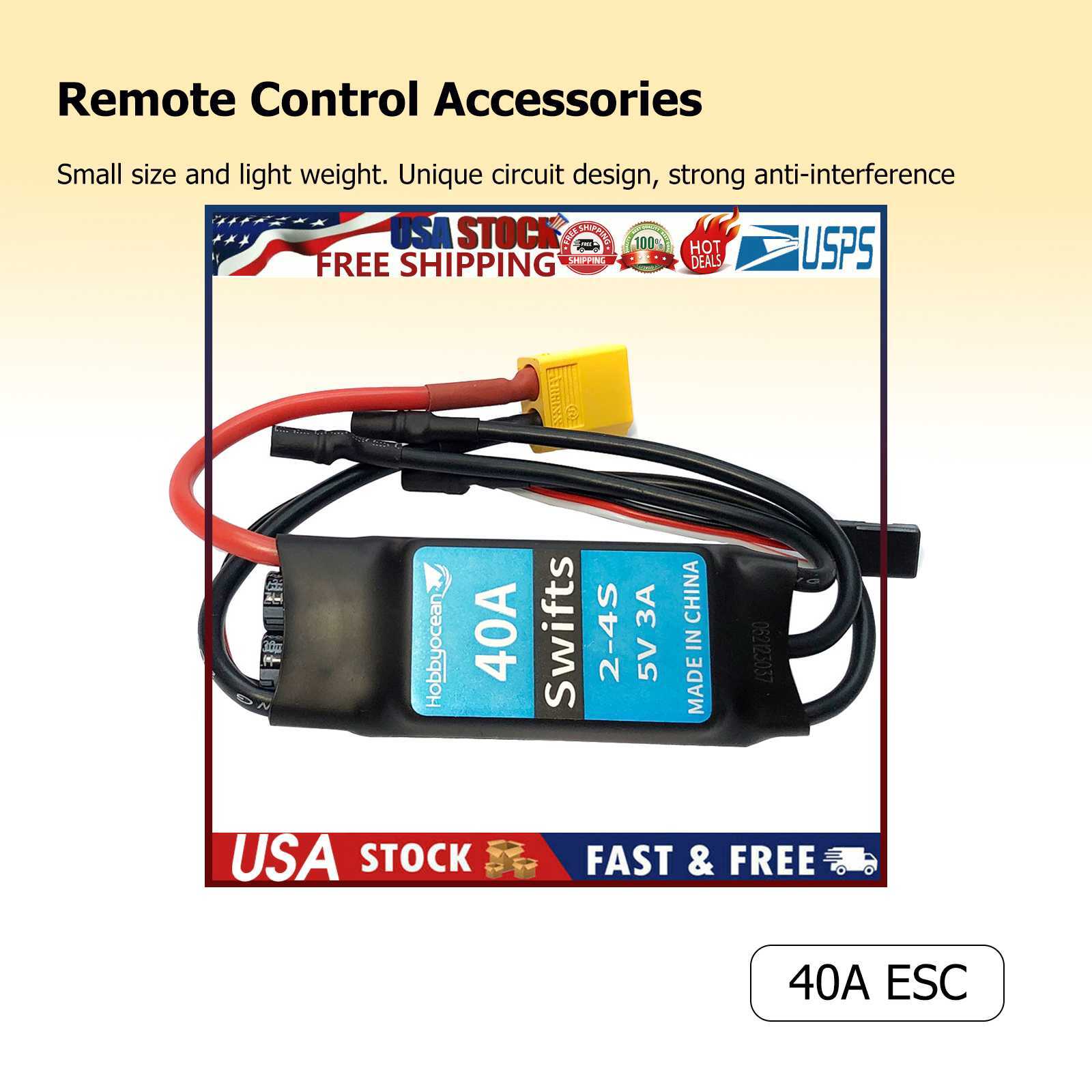 Replacement Brushed Speed Controller 3.5mm Banana Plug for FMS E-flite Jet Plane
