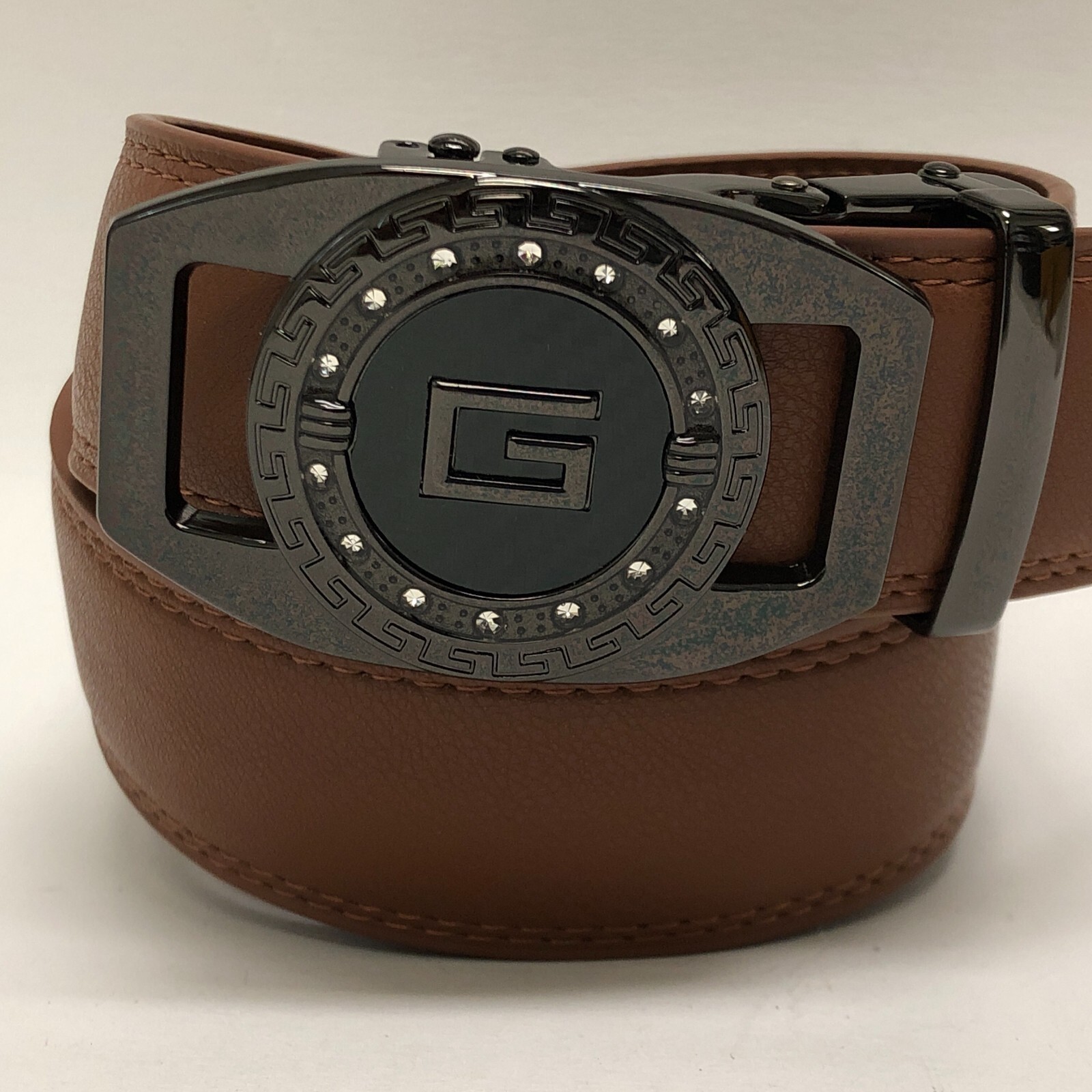 Automatic Sliding Ratchet Buckle Genuine Leather Designer Jeans Dress Belt Men's