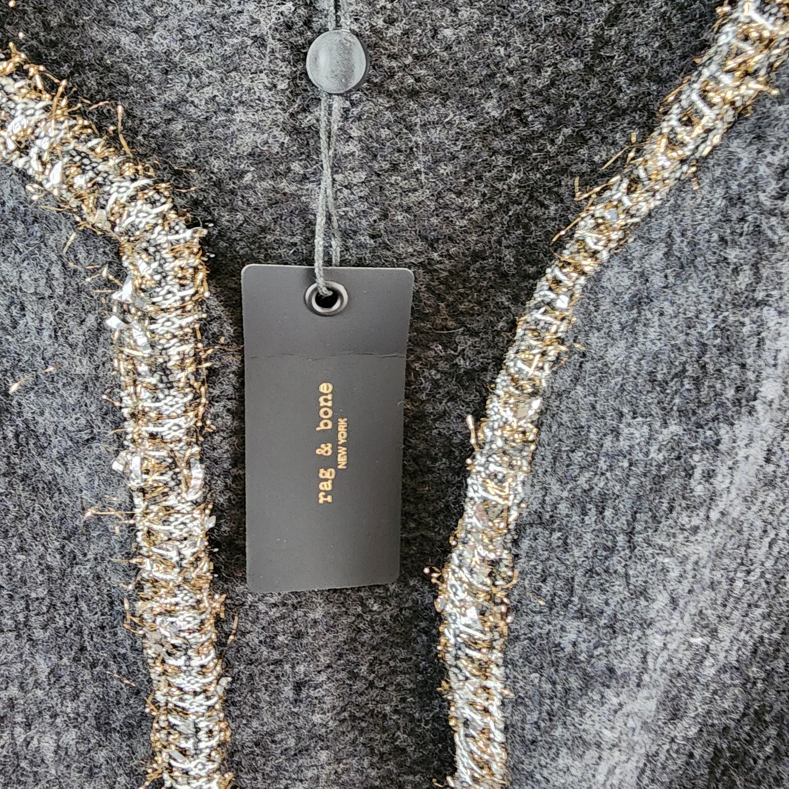 Rag & Bone Davies Wool Blend Cardigan Women's S Charcoal Contrast Trim L/S - Picture 7 of 14