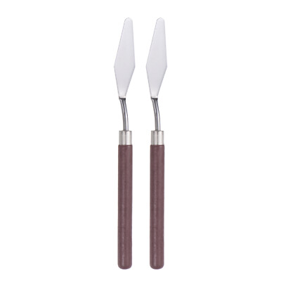 2pcs Stainless Steel Wood Handle Pointed Tip Pallet Knife Lacquered for Painting