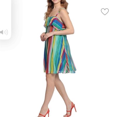 NWOT DONNA MORGAN Stripe Ruffle Mini Dress   Sz 8
