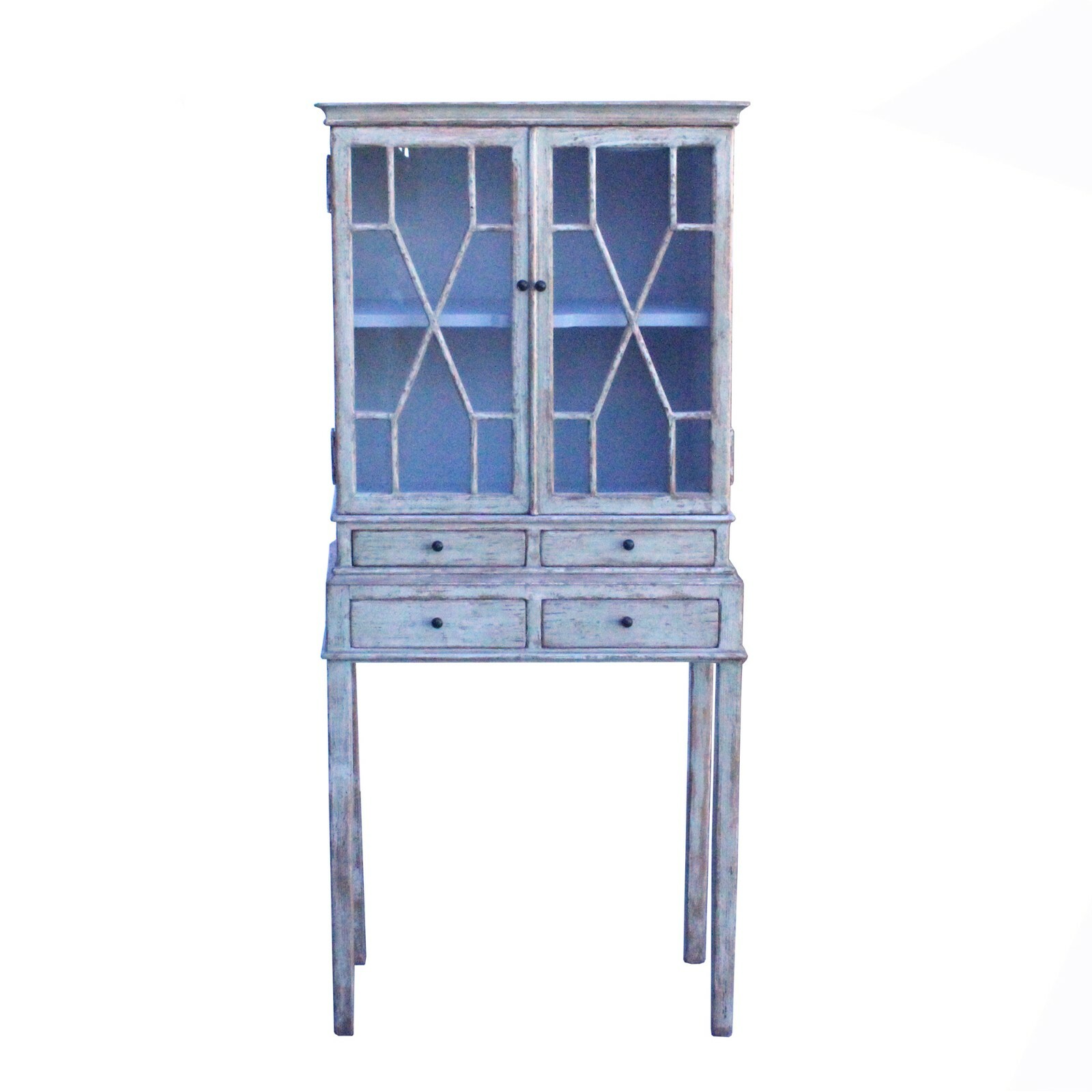 Oriental Shabby Chic Rustic Off White Cream Lacquer Glass Cabinet cs5847S Oriental Shabby Chic Rustic Off White Cream Lacquer Glass Cabinet cs5847S
