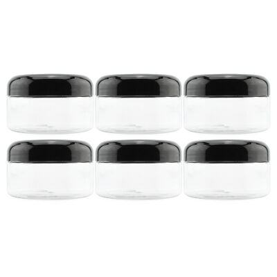 Clear Plastic Jars with Black Plastic Lids 6pk, 8oz Size, BPA Free PET Storage