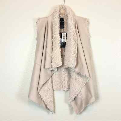 Me Jane Cream Faux Fur & Suede Open Front Vest size XS