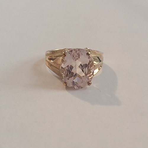 DESIGNER EV SIGNED 10K GOLD 3CT PINK FACETED STONE RING SZ 5