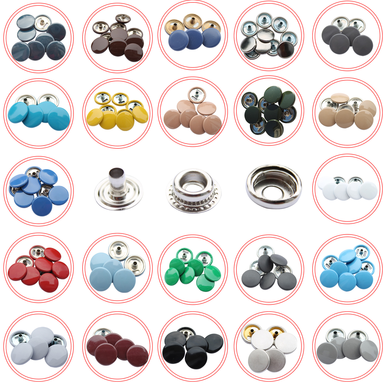 15mm Snap Press Studs Fasteners Iron for Leather Craft Sewing 10 50 100 Sets