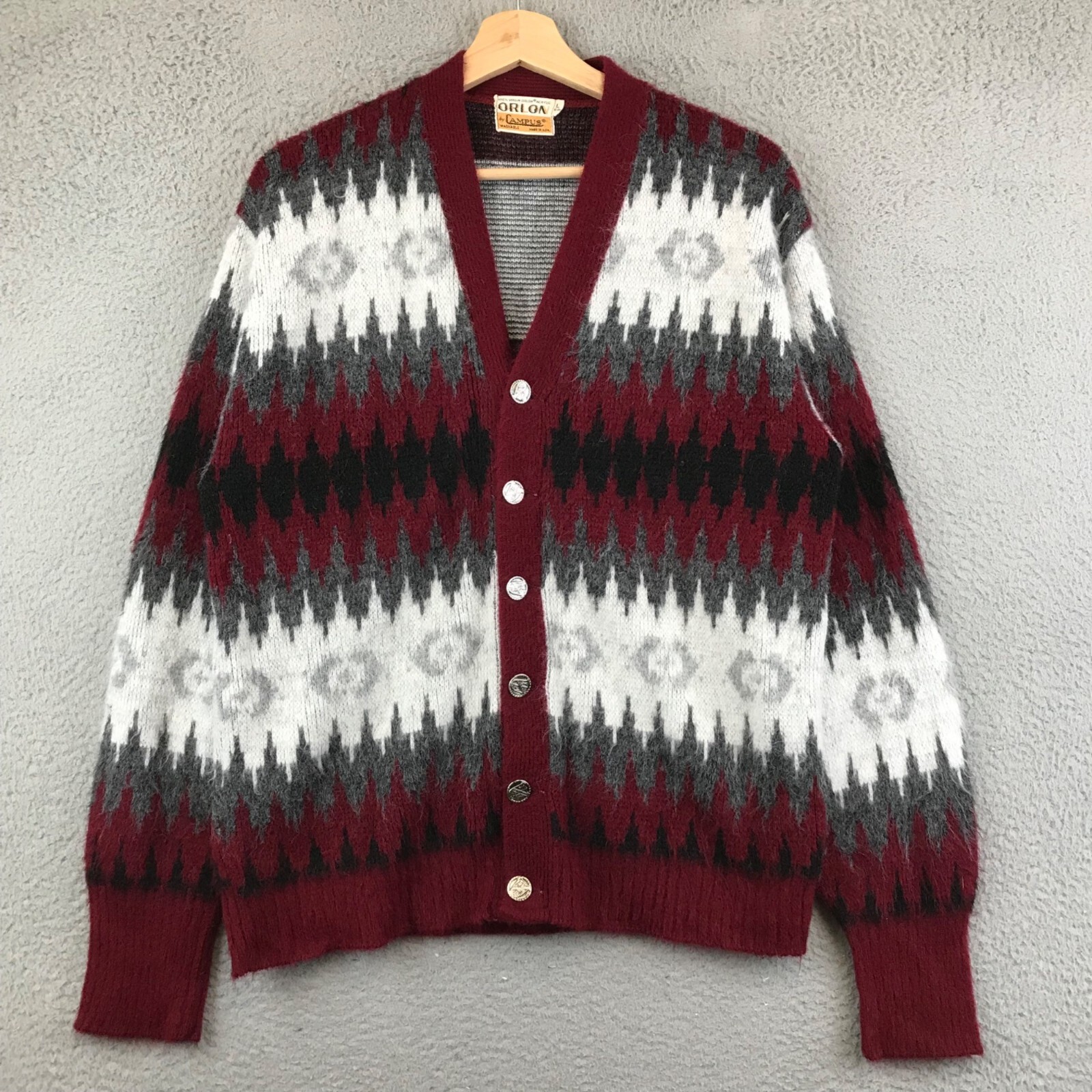 Vintage 1960s/70s Campus Cardigan Sweater Multicolor size L