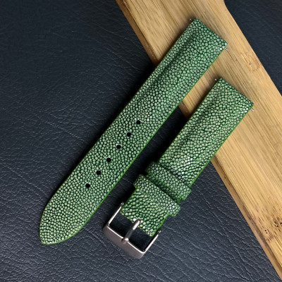 Green Real Stingray Leather Skin Watch Band Handmade Watch Strap Men Luxury