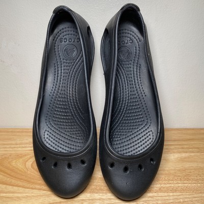 Crocs Kadee Ballet Flats Womens 7 Black Shoes Slip On Cut Outs 11215 Comfort