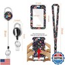 ID Badge Holder with Lanyard, Retractable Badge Reel Clip for Nurse Doctor, Detachable Neck Lanyard Strap ID Card Holder Keychain Lanyards for Students Teacher Office Staff (Colorful Flowers)