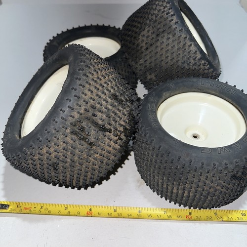 Rc Car Wheels IMEX 3.2" Pinn Dawg Tires & White Dish Rims Hex Vintage Rc Wheels