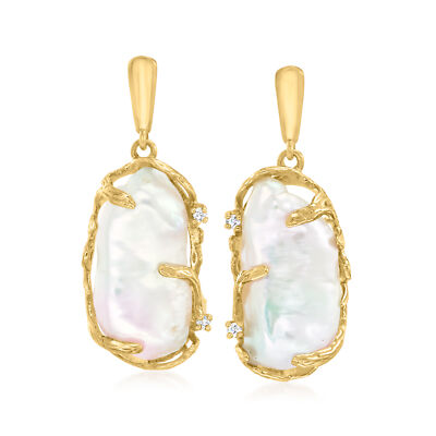 Ross-Simons 9x21mm Cult Brq Prl Drop Earrings w in 14k Gold