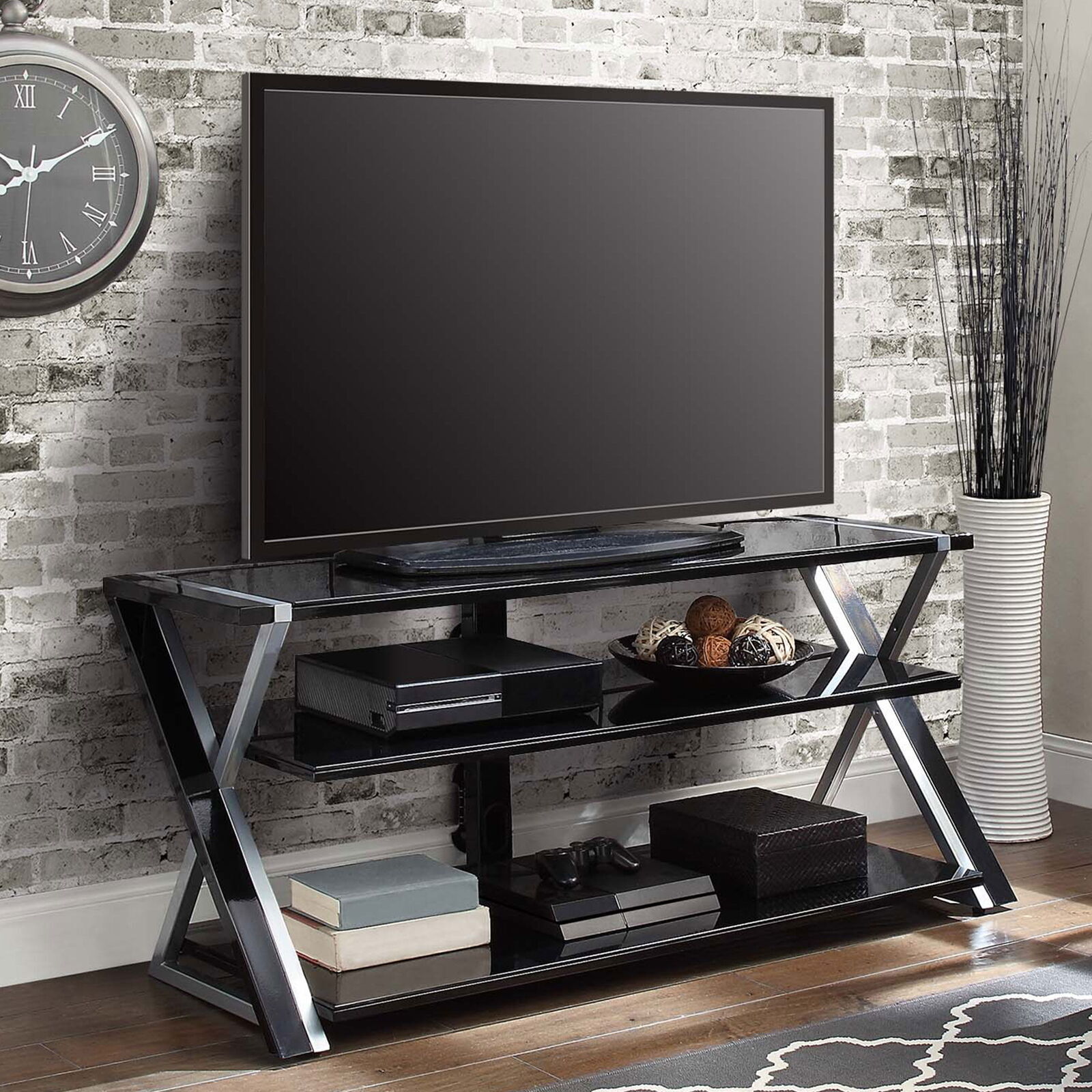 Media Console Table Entertainment Center Storage Shelf