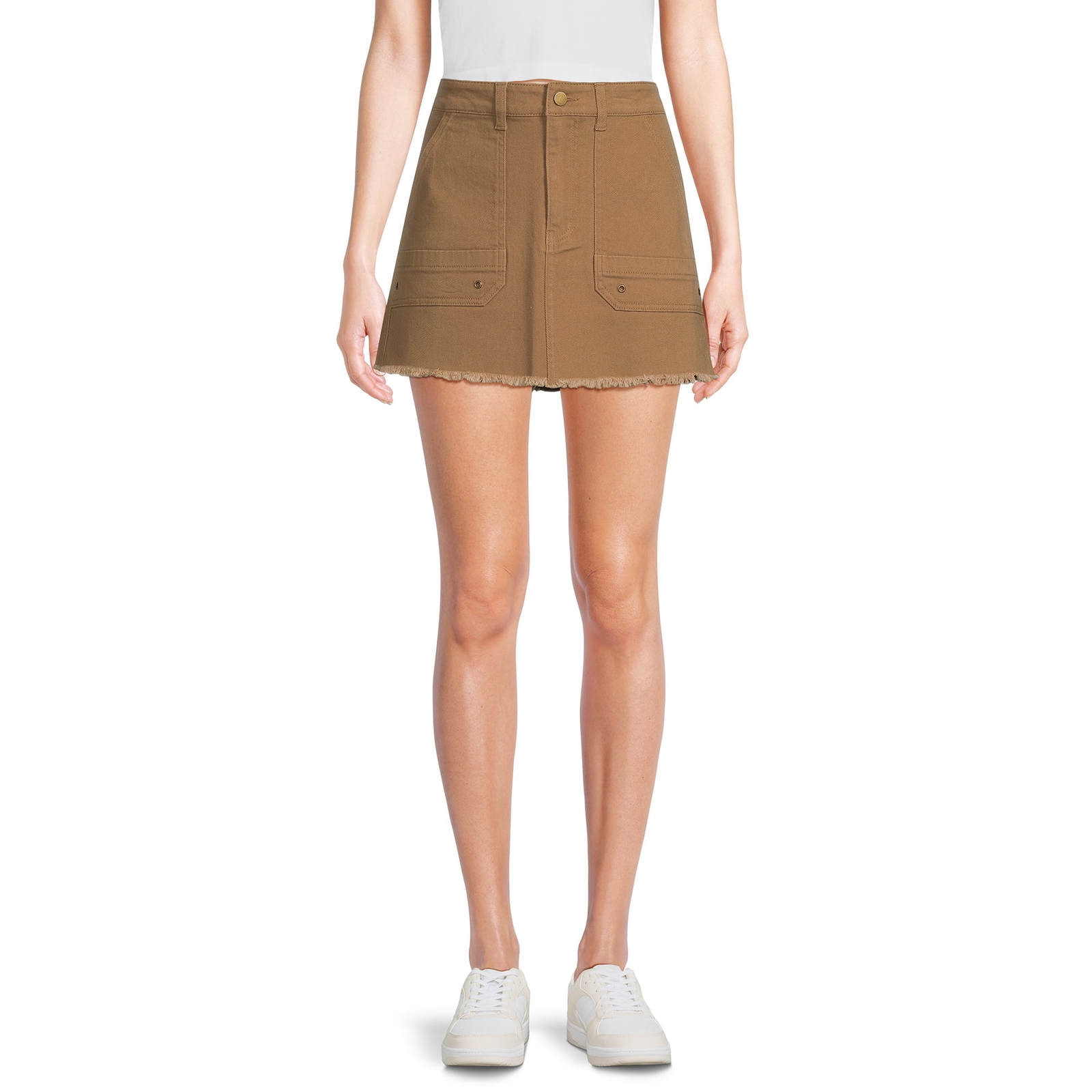 No Boundaries Juniors' Cargo Mini Skirt, Khaki Size M (7-9