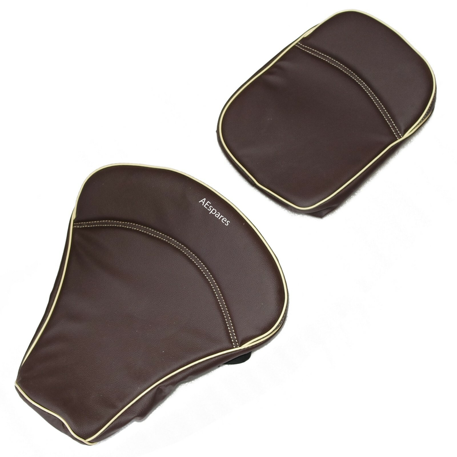Fits Royal Enfield Classic 350 500 Front & Rear Leatherette Seat Cover Brown 