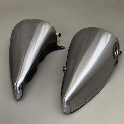 V-TWIN (2 PACK!) Bobbed Motorcycle 3.5 Gallon Gas Tank Set 7'' x 19'' 38-0112 Silv