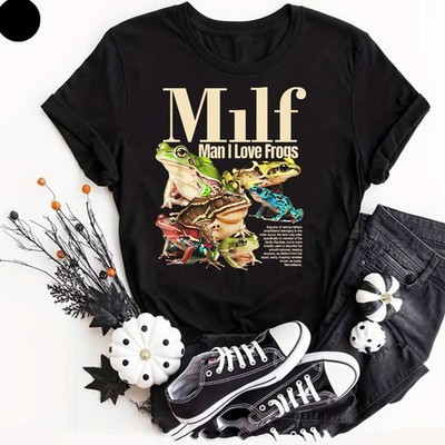 MILF Man I Love Frogs T-Shirt Funny Humour Mens/Womens Cotton Toad Meme Tee Gift