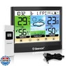 Geevon Weather Stations Wireless Indoor Outdoor Thermometer Hygrometer with Dew Point, Heat Index, Touch LCD Display Digital Weather Thermometer with Alarm Clock and Adjustable Backlight