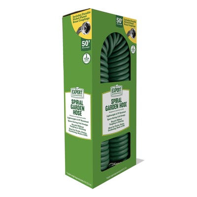 50ft Spiral Hose Green,Space-saving coil design,New