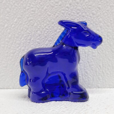 Mosser Glass Cobalt Blue Donkey Mule Figurine Paperweight 3''