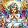 KEYIFA Diamond Art Little Angel Diamond Painting Kits for Adults, Special Shaped Rhinestone Colorful Diamond Painting Kit with Tools, Partial Drill Gems Art Craft for Home Wall Decor 12x12 inch