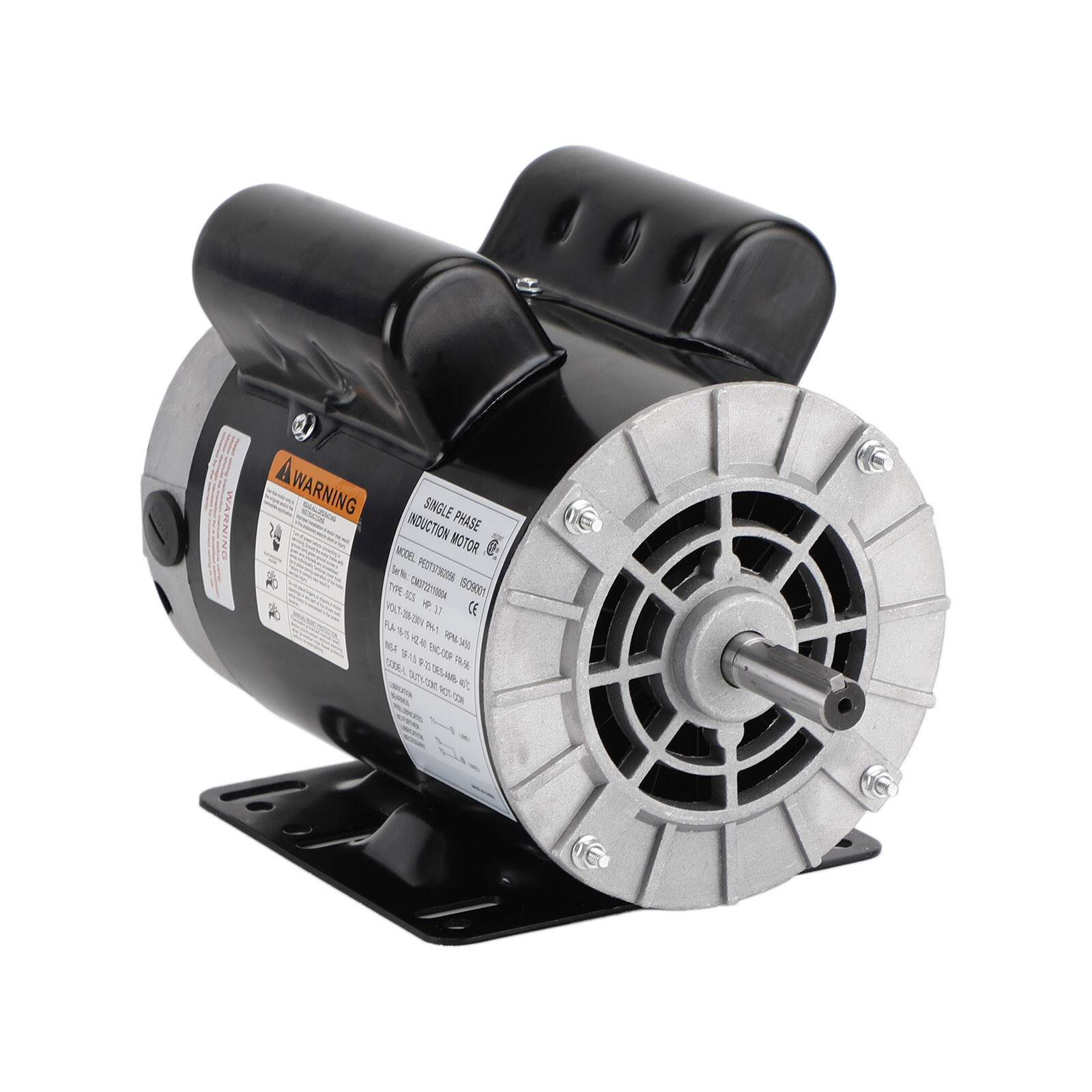 3.7HP Air Compressor Duty Electric Motor 1 Phase 3450 RPM 56 Frame 5/8" Shaft V1