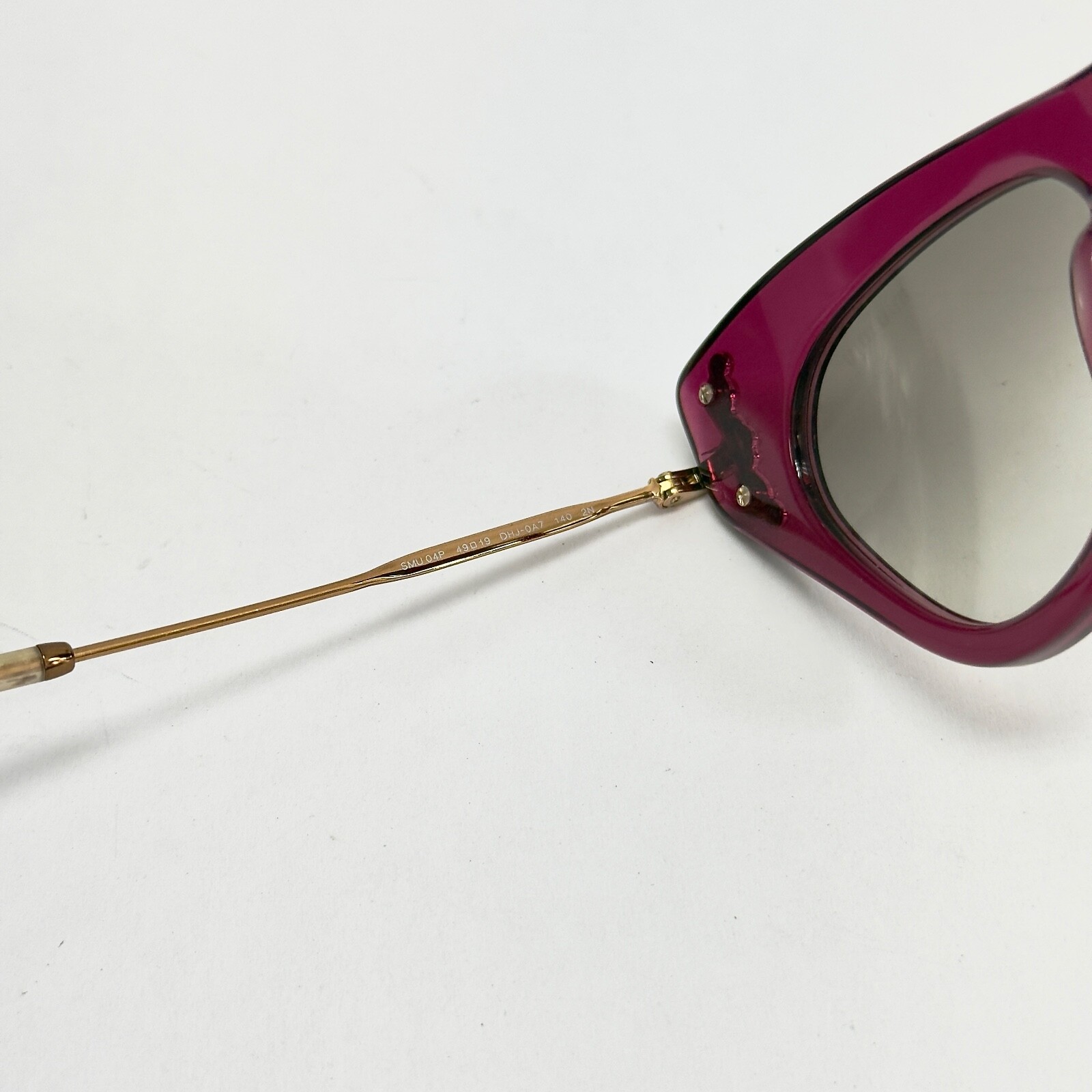 Pre-owned Miu Miu Glow 04p Mu04ps Pink Gold Jewel Crystal Cat Eye Geometric Sunglasses In Gray