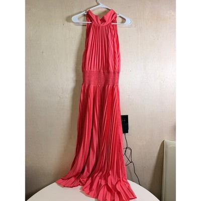 Pants Store Maxi Dress Women Small Coral Pink Excellent Pleated Halter Smocked