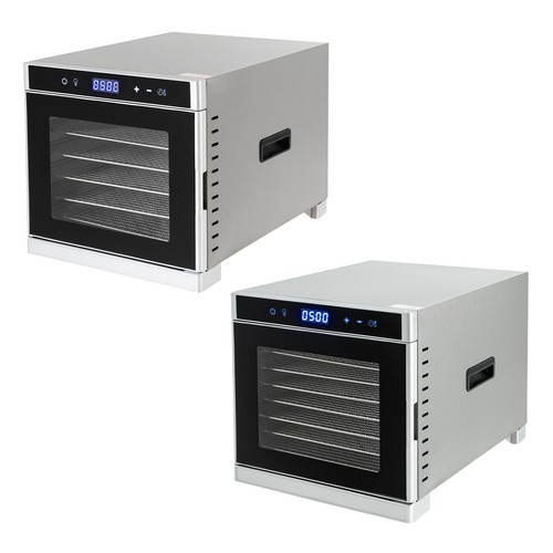 6/8 Tray Food Dehydrator with Stainless Steel Racks, Temp + Time Control 700W