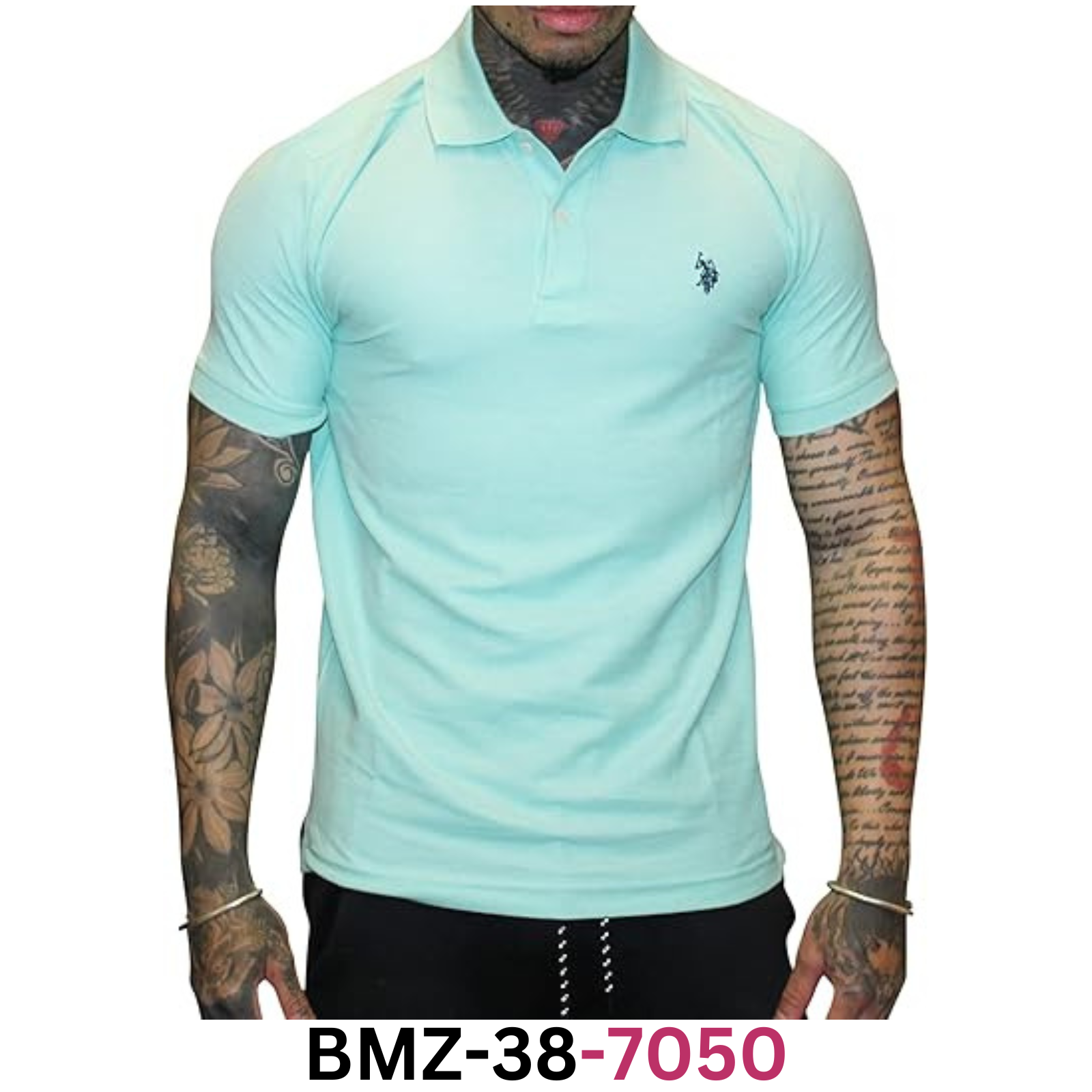 U.S. Polo Assn. Ultimate Pique Polo Shirt, Jade Green Heather/Navy SM