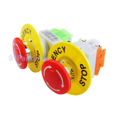 2 Pack x Red Mushroom NC 22mm Emergency Stop Push Button Switch NO CNC US-Seller