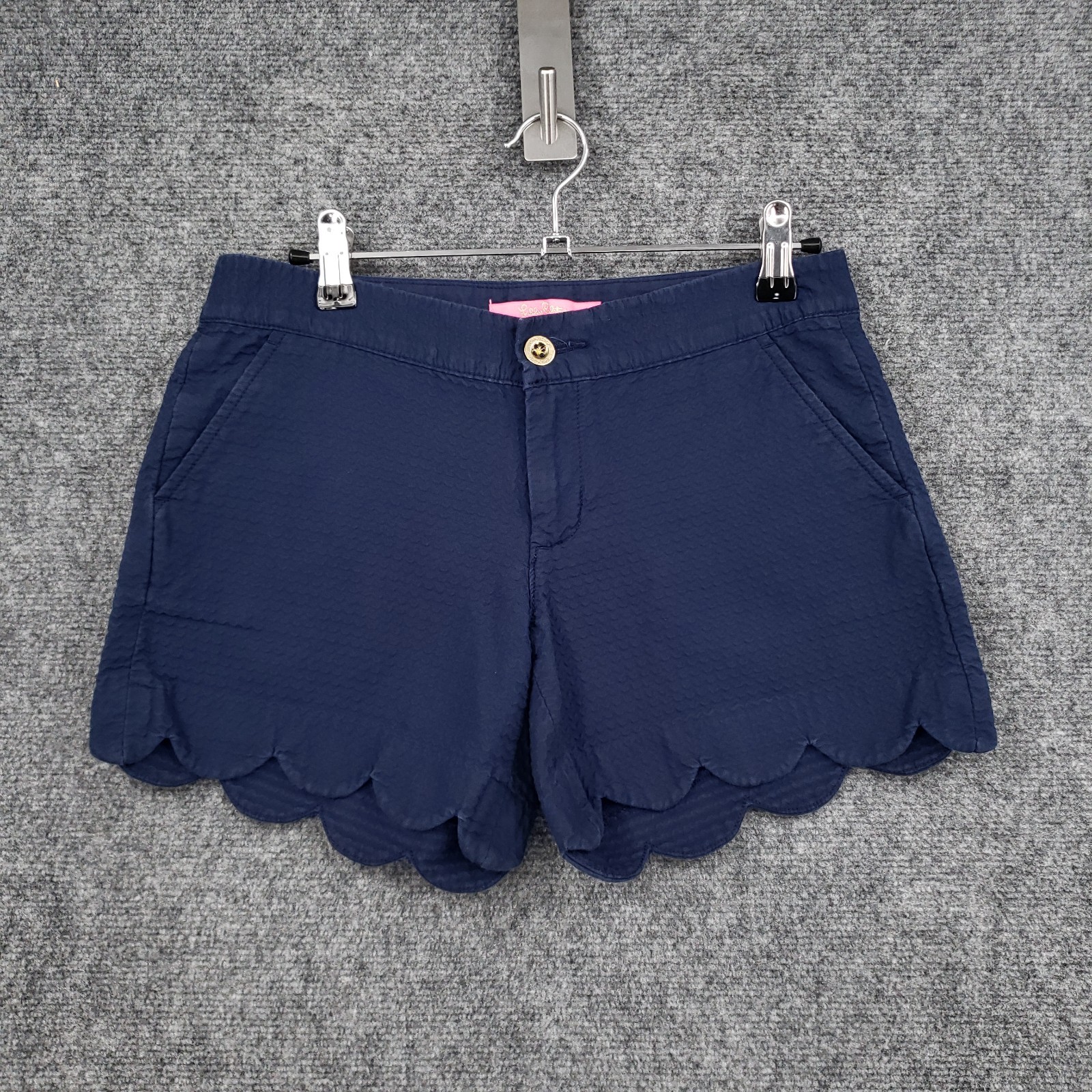 Lilly Pulitzer Shorts Women 0 Blue Horizon Scalloped Buttercup Low Rise Textured